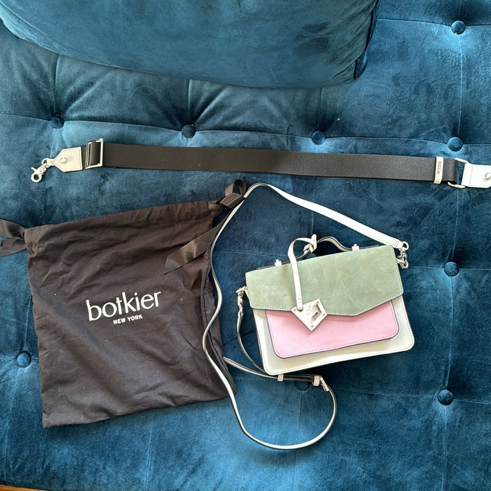 NWOT Botkier Cobble Hill Crossbody | Colorblock Blue-green, purple